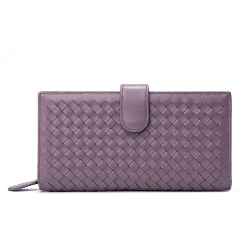 Women's & Men's & Leather Woven Long Clutch Zipper Ladies Wallets