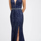 Juliet 237 Strappy-Back Long Prom Dress with Slit