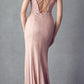 Juliet 237 Strappy-Back Long Prom Dress with Slit