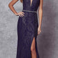 Juliet 237 Strappy-Back Long Prom Dress with Slit