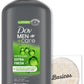 Dove Men+Care Extra Fresh Body Wash para hombre - Botella con dosificador de 887 ml | Limpia y nutre la piel | Combate las bacterias | Incluye 1 esponja vegetal Basicos
