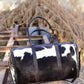 Black and White Overnight Bag, Cow Hide Pony Skin Design, Luxurious Travel Essential, Unique Gift for Jetsetter