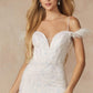 Vestido largo de lentejuelas Juliet 2402 Glitter Leaf con mangas de plumas y abertura