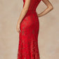 Vestido largo de lentejuelas Juliet 2402 Glitter Leaf con mangas de plumas y abertura