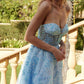 Juliet 2404 Vestido de gala de tul con lentejuelas sin tirantes y mangas abullonadas desmontables
