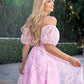 Juliet 2404 Vestido de gala de tul con lentejuelas sin tirantes y mangas abullonadas desmontables