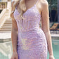 Juliet 2405 Machine Sequin Lace Embellishments High Slit Prom Gown