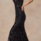 Juliet 2411 Long Sequin Lace Embellishments Fitted Prom Gown
