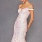 Juliet 2412 Mermaid Gown Plunging Deep V Illusion Neckline Off the Shoulder