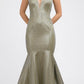 Juliet 242 Metallic Mermaid Long Prom Dress Lace-Up Back