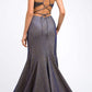 Juliet 242 Metallic Mermaid Long Prom Dress Lace-Up Back