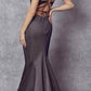 Juliet 242 Metallic Mermaid Long Prom Dress Lace-Up Back