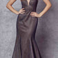 Juliet 242 Metallic Mermaid Long Prom Dress Lace-Up Back