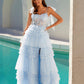 Juliet JT2463A Long Tiered Ruffled Skirt A-Line Boned Bodice Dress