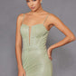 Juliet JT2470S Vestido largo formal de cuello V, con corsé deshuesado y falda ajustada de malla de red