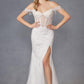 Juliet JT2471LW Long Off the Shoulder Fringe Sleeve Fitted Wedding Gown