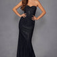 Vestido largo ajustado sin tirantes con escote corazón y detalles de pedrería Juliet JT2472R