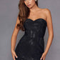 Vestido largo ajustado sin tirantes con escote corazón y detalles de pedrería Juliet JT2472R