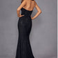 Vestido largo ajustado sin tirantes con escote corazón y detalles de pedrería Juliet JT2472R