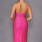 Vestido largo ajustado sin tirantes con escote corazón y detalles de pedrería Juliet JT2472R