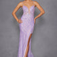 Juliet JT2473R Long Fitted Sequin Lace Applique Boned Corset Gown
