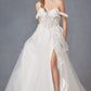 Vestido de fiesta Juliet JT2483KW sin hombros con diseño floral 3D