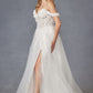 Vestido de fiesta Juliet JT2483KW sin hombros con diseño floral 3D