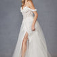 Vestido de fiesta Juliet JT2483KW sin hombros con diseño floral 3D
