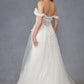 Vestido de fiesta Juliet JT2483KW sin hombros con diseño floral 3D