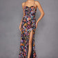 Juliet JT2498A Long Fitted Floral Embroidered Design Evening Gown