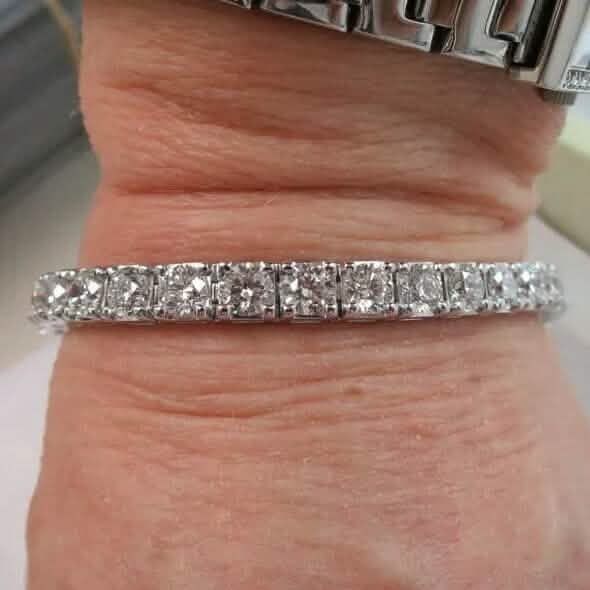 Pulsera de tenis de oro de 14 quilates con diamantes redondos de 25 quilates, cultivados en laboratorio, certificación IGI D-F VS