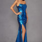Juliet JT2500A Strapless Fitted Metallic Formal Gown