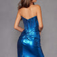 Juliet JT2500A Strapless Fitted Metallic Formal Gown