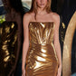 Juliet JT2500A Strapless Fitted Metallic Formal Gown