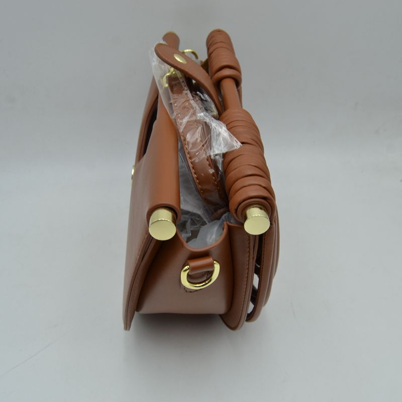 Structured Half-Moon Clutch Bag with Tubular Stitching and Shoulder Strap