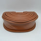 Structured Half-Moon Clutch Bag with Tubular Stitching and Shoulder Strap