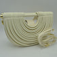 Structured Half-Moon Clutch Bag with Tubular Stitching and Shoulder Strap