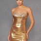 Juliet JT2501A Long Strapless Beaded Sweetheart Fitted Metallic Gown