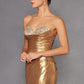 Juliet JT2501A Long Strapless Beaded Sweetheart Fitted Metallic Gown