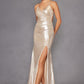 Juliet JT2502A Dress Long Halter Neck Fitted Metallic Gown