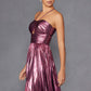 Vestido largo metálico plisado de corte A con cuello halter Juliet JT2503A