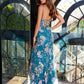 Vestido largo Juliet JT2505A entallado estampado con apliques florales