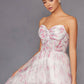 Juliet JT2507A Long Strapless Sweetheart Print Tiered Skirt Gown