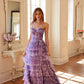 Vestido de fiesta Juliet JT2508A con escote corazón y ojo de cerradura y falda con volantes escalonados