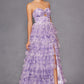 Vestido de fiesta Juliet JT2508A con escote corazón y ojo de cerradura y falda con volantes escalonados