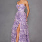 Vestido de fiesta Juliet JT2508A con escote corazón y ojo de cerradura y falda con volantes escalonados