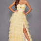 Vestido de fiesta Juliet JT2508A con escote corazón y ojo de cerradura y falda con volantes escalonados
