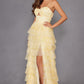 Vestido de fiesta Juliet JT2508A con escote corazón y ojo de cerradura y falda con volantes escalonados