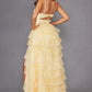 Vestido de fiesta Juliet JT2508A con escote corazón y ojo de cerradura y falda con volantes escalonados