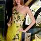 Juliet JT2514R One Shoulder Fitted Floral Applique Evening Gown
